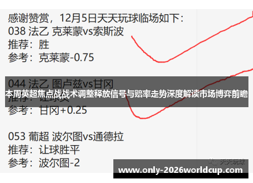 本周英超焦点战战术调整释放信号与赔率走势深度解读市场博弈前瞻 本周英超焦点战战术调整释放信号与赔率走势深度解读市场博弈前瞻
