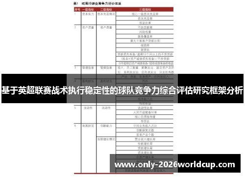 基于英超联赛战术执行稳定性的球队竞争力综合评估研究框架分析 基于英超联赛战术执行稳定性的球队竞争力综合评估研究框架分析